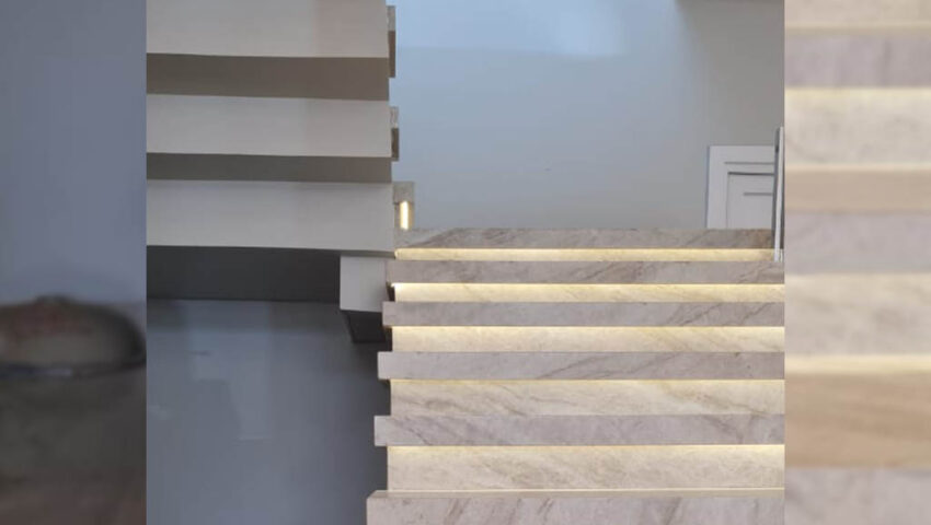 Obra realizada pela Pedra Z na construção de uma escada em Quartro.