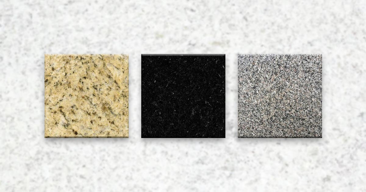 imagem de três granitos que estão disponiveis na pedra z